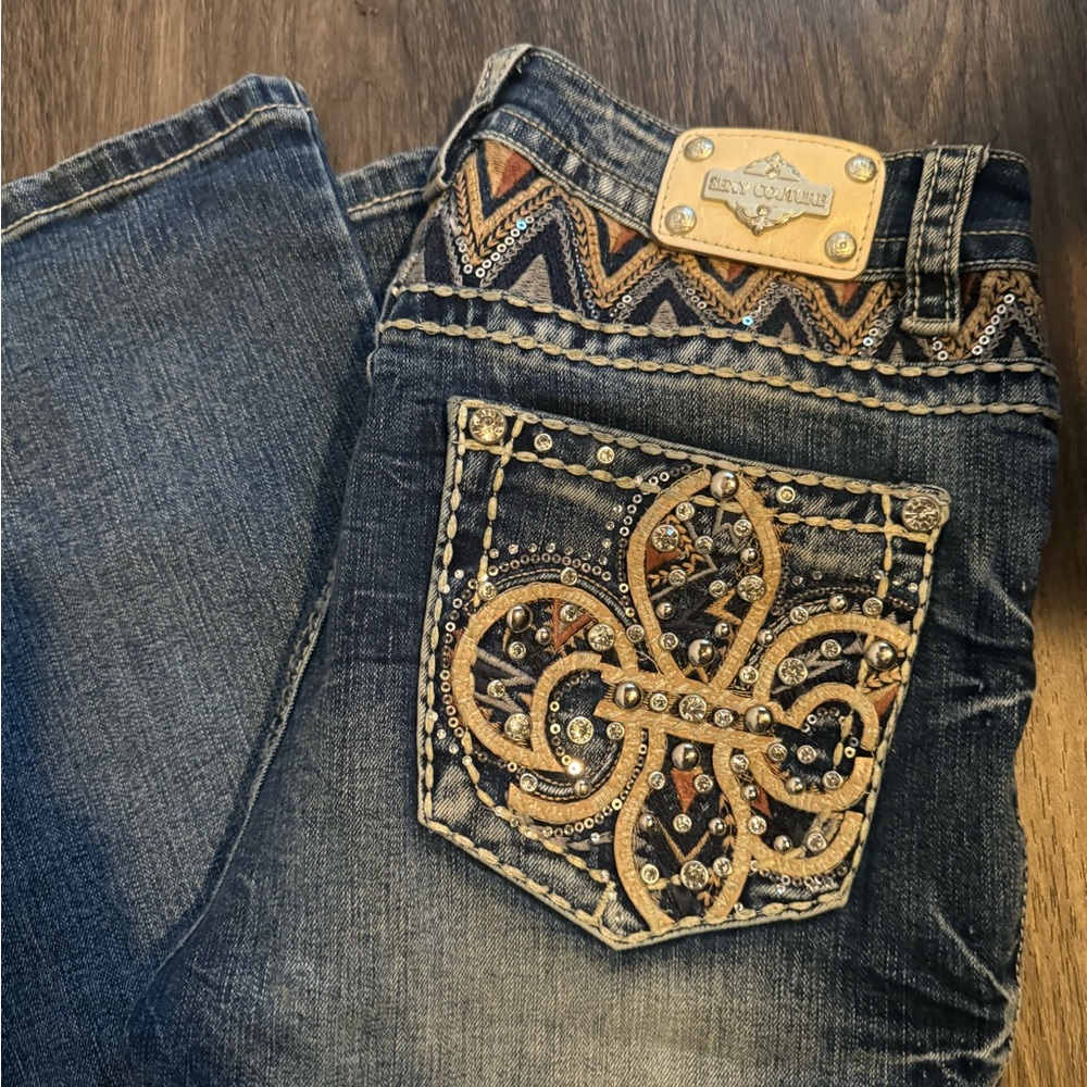Sexy couture Women's Blue Embellished Jeans